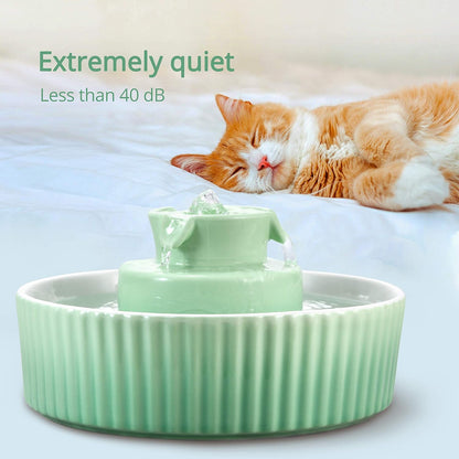 Cupcake Cat Water Fountain Porcelain, Cat Fountain for Dog and Cat (Green)